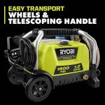 RYOBI Cold Water Wheeled Corded Electric Pressure Washer, 1900 PSI, 1.2 GPM