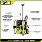 RYOBI Cold Water Corded Electric Pressure Washer, 2000 PSI, 1.2 GPM