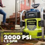 RYOBI Cold Water Corded Electric Pressure Washer, 2000 PSI, 1.2 GPM