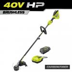 RYOBI40-Volt HP Brushless 16" Cordless Carbon Fiber Shaft Attachment Capable String Trimmer with Charger and 4.0 Ah Battery