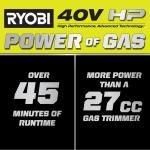 RYOBI40-Volt HP Brushless 16" Cordless Carbon Fiber Shaft Attachment Capable String Trimmer with Charger and 4.0 Ah Battery