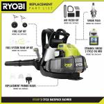 RYOBI175 MPH 760 CFM ( 2-cycle ) 38cc Gas Backpack Leaf Blower