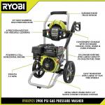 RYOBI Cold Water Gas Pressure Washer: 2900 PSI, 2.5 GPM, 212cc Engine