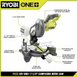 RYOBI ONE+ 18V Cordless 7 1/4 Inch Compound Miter Saw (Tool Only)