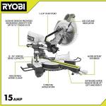 RYOBI 15 Amp 10 Inch Corded Sliding Compound Miter Saw with LED Cutline Indicator