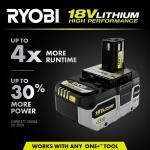 RYOBIONE+ 18V Lithium-Ion 4.0 Ah HIGH PERFORMANCE Battery