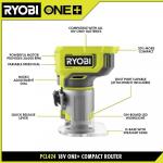 RYOBIONE+ (Tool Only) 18V Cordless Compact Fixed Base Router