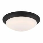 Hampton Bay Stetson 11 in. Integrated LED Flush Mount Transitional Satin Bronze, 5CCT with Frosted Clear Glass Shade For Kitchen (HB1022C-5CCT-34)