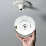 Commercial Electric 7 in. Spin Light Pull Chain LED Flush Mount Ceiling Light Satin Nickel Accent, 11.5W, Soft White 3000K E26 Base Installation (565901110)