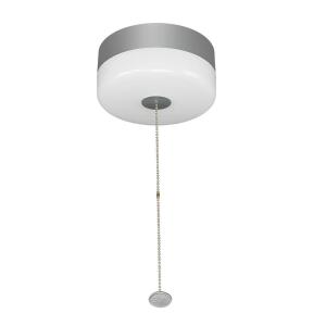 Commercial Electric 7 in. Spin Light Pull Chain LED Flush Mount Ceiling Light Satin Nickel Accent, 11.5W, Soft White 3000K E26 Base Installation (565901110)
