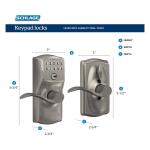 Schlage Camelot Satin Nickel Electronic Keypad Door Lock with Accent Handle and Flex Lock (892174)