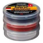 Scotch 3/4 in. x 66 ft. Vinyl Electrical Tape, Black/Red and White (3-Pack) (6132-10828/6)