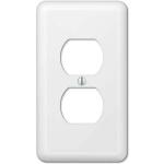 Hampton Bay Declan 1-Gang Smooth White Duplex Outlet Metal Wall Plate (1-Pack) - BPMSPW-D