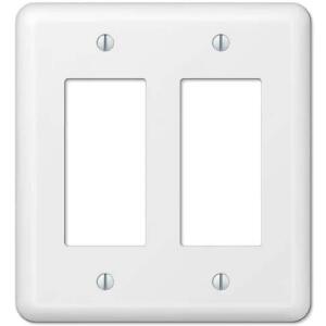 Hampton Bay Declan 2-Gang Smooth White Rocker Metal Steel Wall Plate (BPMSPW-RR)