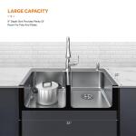 Glacier Bay Dolancourt 33 in. Drop-In 50/50 Double Bowl Kitchen Sink with Pull-Down Faucet, 18 Gauge Stainless Steel, Tight Radius (VDR3322A0PA1)