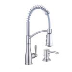 Glacier Bay Mandouri Single-Handle Pull-Down Sprayer Kitchen Faucet with Spring Neck and Soap Dispenser in Stainless Steel (HD67458-1308D2)