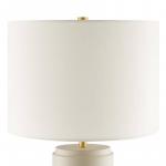 Hampton Bay 25 in.Brayward Tan Concrete With Gold Metal Trim Table Lamp With Off-White Linen Fabric Shade