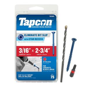 Tapcon 3/16 in. x 2-3/4 in. Star Flat-Head Concrete Anchors (75-Pack) (28365)