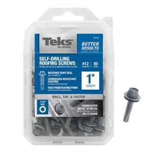 Teks #12 x 1 in. External Hex Washer Head Drill Point Roofing Screw (80-Pack) 21412)