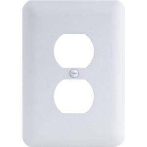 Hampton Bay Perry 1-Gang Duplex Metal Wall Plate, White (Textured/Paintable Finish) - BPMTMW-D