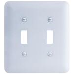 Hampton Bay Perry 2-Gang Toggle/Toggle Metal Wall Plate, White (Textured/Paintable Finish) - BPMTMW-TT