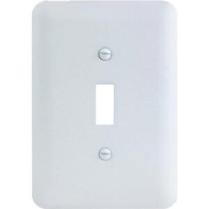 Hampton Bay Perry 1-Gang Toggle Metal Wall Plate, White (Textured/Paintable Finish) - BPMTMW-T