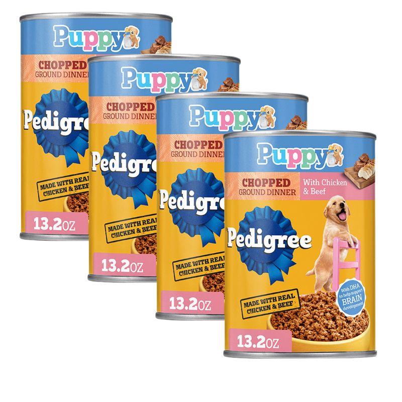 Pedigree® Chopped Ground Dinner Puppy Wet Dog Food - Heathy Brain Development, With Chicken & Beef