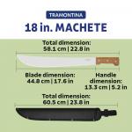 TramontinaMachete with Carbon Steel Blade and Wood Handle with Nylon Sheath (18-inch)