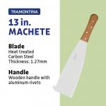 Tramontina13-inch Sugar Cane Machete with Wood Handle and Carbon Steel Blade