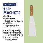 Tramontina13-inch Sugar Cane Machete with Wood Handle and Carbon Steel Blade