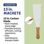 Tramontina13-inch Sugar Cane Machete with Wood Handle and Carbon Steel Blade