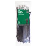 Commercial Electric 8in Standard 50lb Tensile Strength UL 21S Rated Cable Zip Ties 100 Pack UV (Black) (GT-200STCB)