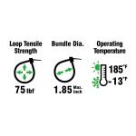 Commercial Electric 8in Mountable 75lb Tensile Strength UL 21 Rated Cable Zip Ties 100 Pack UV (Black) (GTM-200STCB)