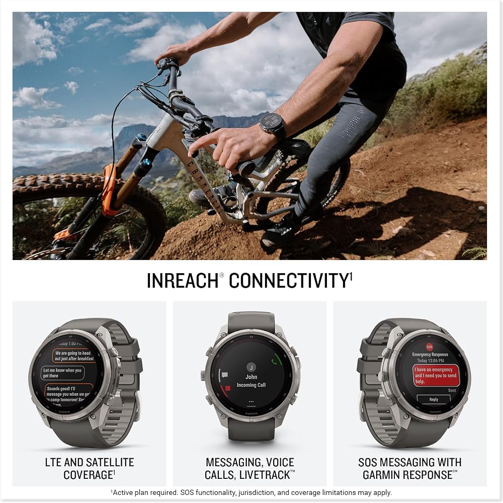 Garmin fēnix 9 Pro Solar Titanium 47mm, inReach, Pebble/Silver Gray - Image 4