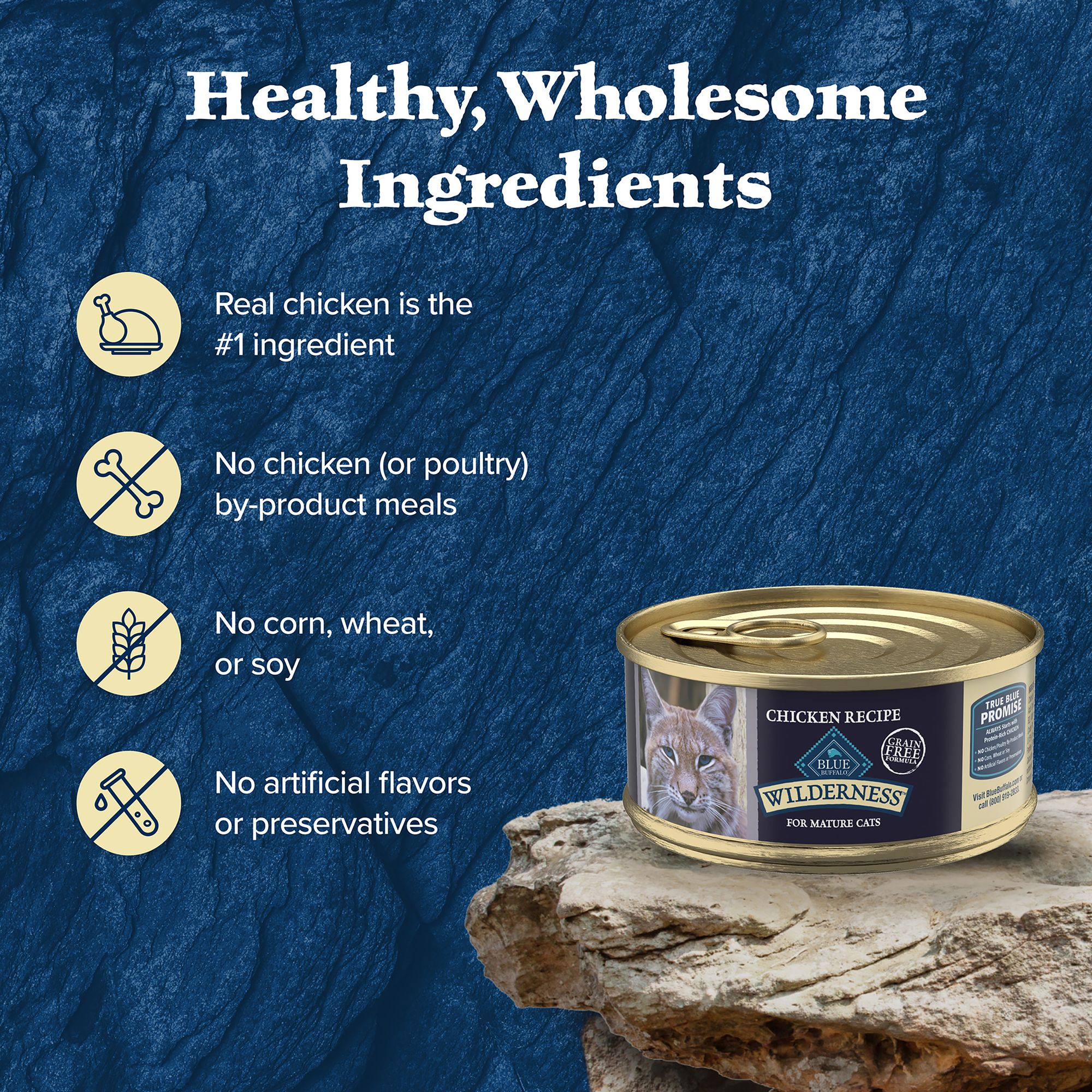 Blue Buffalo® Wilderness&trade;  Senior Wet Cat Food - Grain Free, Pate, Chicken - Image 6