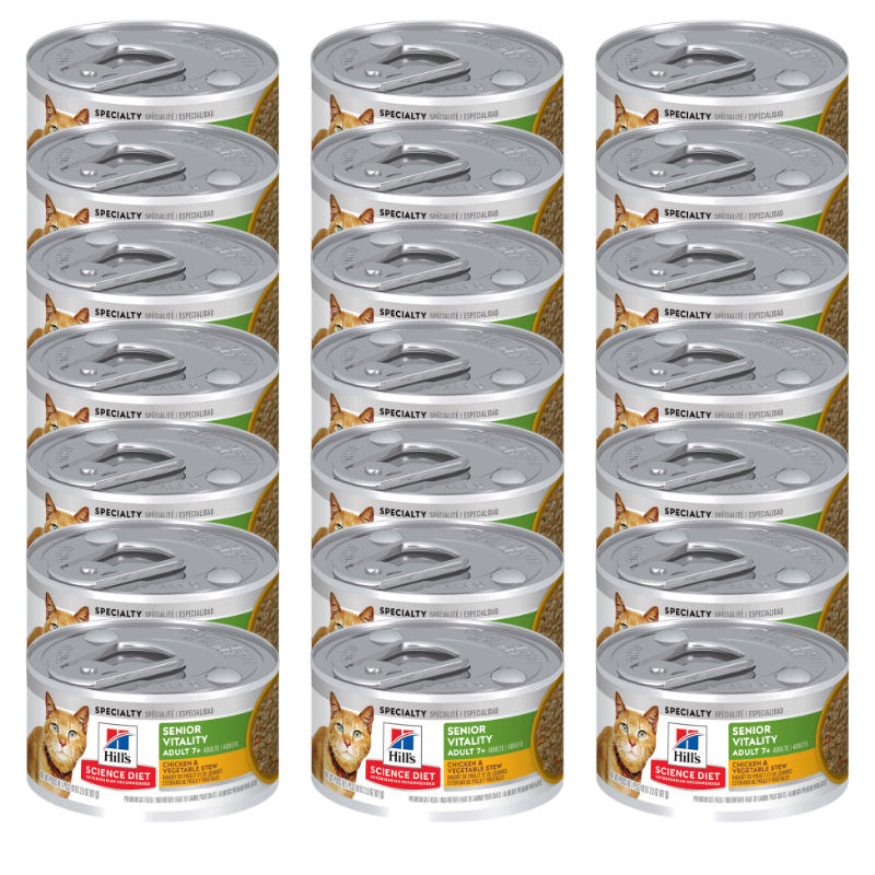 Hill's Science Diet Adult 7+ Senior Vitality Cat Food - Chicken & Vegetable Stew - Image 1
