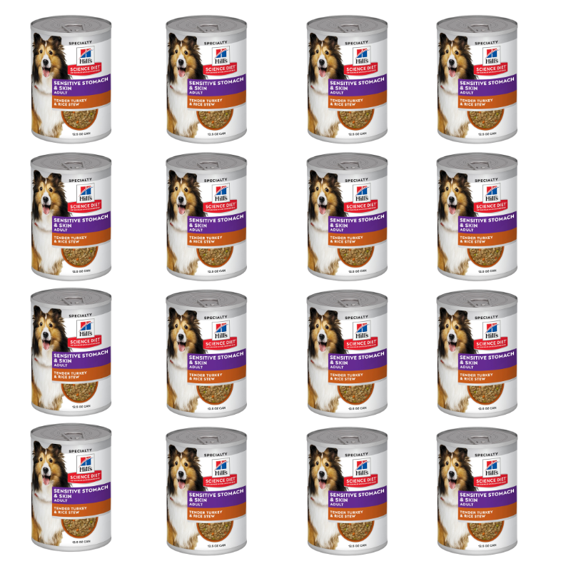 Hill's Science Diet Adult Wet Dog Food for Sensitive Stomach & Skin – Turkey & Rice,