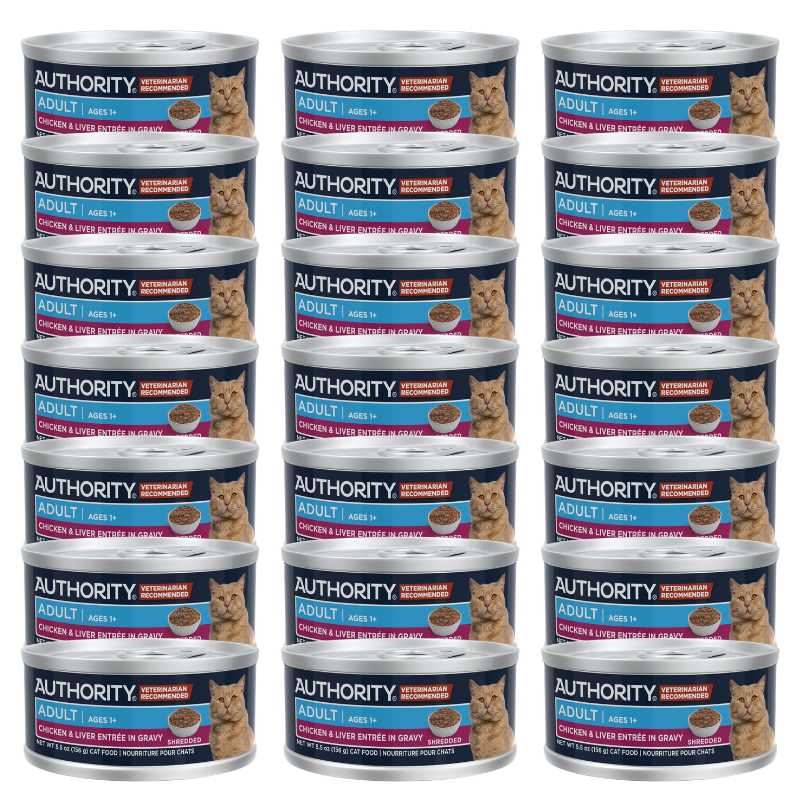 Authority® Everyday Health Adult Cat Wet Food - Shreds in Gravy, With-Grain, Chicken & Liver - Image 1