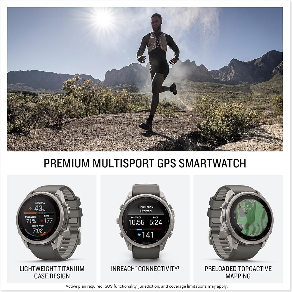Garmin fēnix 9 Pro Solar Titanium 47mm, inReach, Pebble/Silver Gray - Image 2