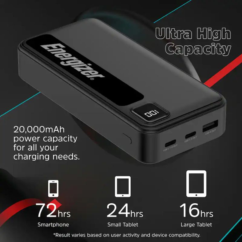 Energizer - MAX 20,000mAh 15W USB-C 3-Port Power Bank - Image 7