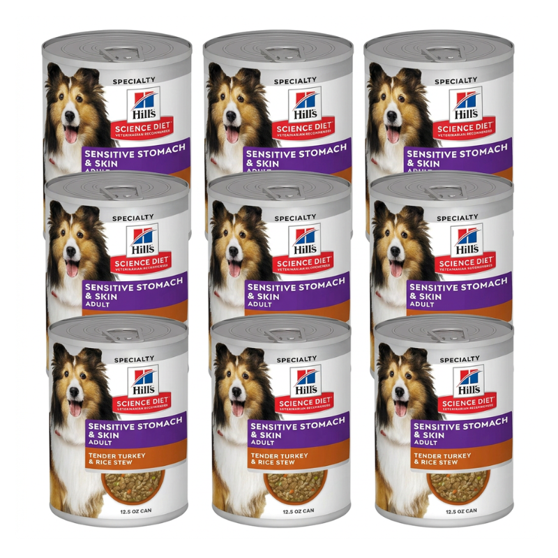 Hill's Science Diet Adult Wet Dog Food for Sensitive Stomach & Skin – Turkey & Rice,
