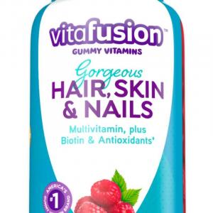 Vitafusion Gorgeous Hair, Skin & Nails Multivitamin Gummy Vitamins with Biotin and Antioxidants Vitamins C & E, Raspberry Flavor, 135 Count