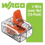 WAGO 221-412/996-010 2-Wire Lever Nuts Conductor Compact Splicing Connectors, 12-24 AWG (10-Pack)(60343606)