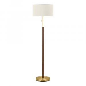 Hampton Bay 58 in. Truman Floor Lamp in Walnut and Brass