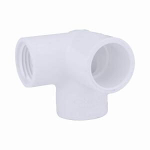 Charlotte Pipe 1 in. x 1 in. 90 Degree Socket x Hub PVC Elbow with Side Outlet (PVC 02510 1000)