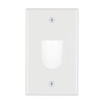 Commercial Electric 1-Gang White Cable Pass-Through Plastic Wall Plate with Recessed In-Wall Opening (DPPSSW-1BN-1)