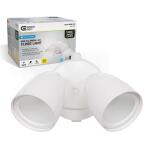 Commercial Electric Dusk to Dawn Sensor White Exterior Outdoor Twin Head LED Flood Light Security 1200 to 2400 Lumens 4000K Wet Rated (51405192)