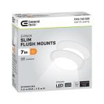 Commercial Electric 7 in. Matte White Slim LED Flush Mount 854 Lumens Soft White 3000K Indoor Bedroom Closet Kitchen Lighting (2-Pack) (C01126401A)