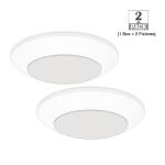 Commercial Electric 7 in. Matte White Slim LED Flush Mount 854 Lumens Soft White 3000K Indoor Bedroom Closet Kitchen Lighting (2-Pack) (C01126401A)