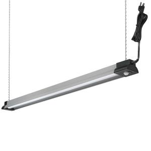 Commercial Electric 40 in. 3000 Lumens Plug-in Motion Sensing Integrated LED Linkable Shop Light 120 Volt 4000K Black Brushed Nickel (55701191)
